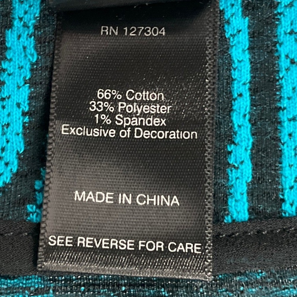 Ali Miles Jacket Women S Teal 3/4 Sleeve Abstract Wave Toggle Art To Wear NEW - Picture 8 of 11